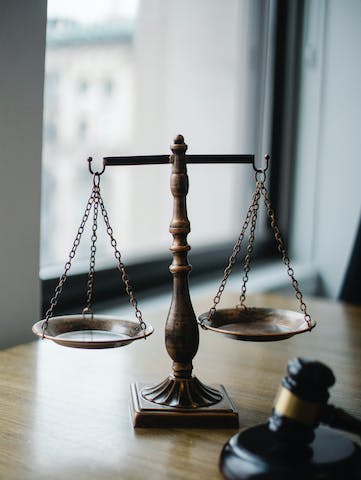 scales of justice and a judge's gavel